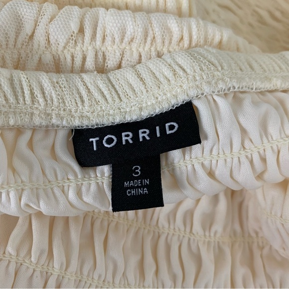 Torrid Mesh Swiss Dot Smocked Top Women’s 3X Sheer Puff Sleeves Coquette Cottage - Picture 12 of 17